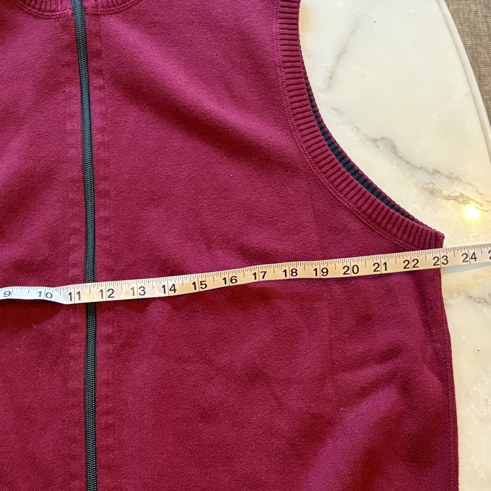 Alan Flusser 100% Cotton Full Zip Maroon Sweater Vest - Picture 6 of 8